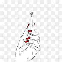 红指甲的手手拿纸捻儿-空若网 红指甲的手手拿纸捻儿-空若网