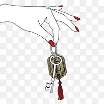 红指甲的手手拿一串钥匙-空若网 红指甲的手手拿一串钥匙-空若网