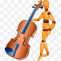木偶人和提琴卡通矢量插画-空若网 木偶人和提琴卡通矢量插画-空若网