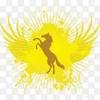 飞奔的马与翅膀矢量素材-空若网 飞奔的马与翅膀矢量素材-空若网