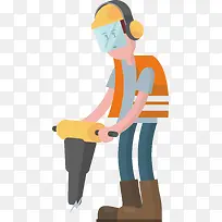 工人道路施工矢量电锤施工素材-空若网 工人道路施工矢量电锤施工素材-空若网