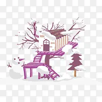 手绘多彩房屋阶梯-空若网 手绘多彩房屋阶梯-空若网