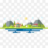 卡通扁平化农场的风景设计-空若网 卡通扁平化农场的风景设计-空若网