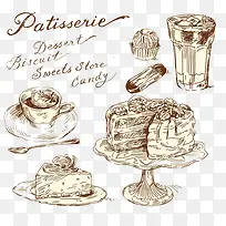 手绘欧式食物甜点早茶合集-空若网 手绘欧式食物甜点早茶合集-空若网
