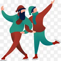 夸张圣诞节情侣人物插画-空若网 夸张圣诞节情侣人物插画-空若网