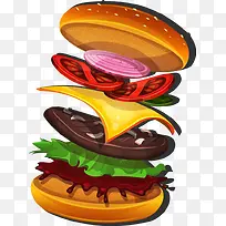 卡通矢量食物巨无霸面包-空若网 卡通矢量食物巨无霸面包-空若网
