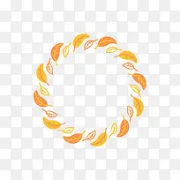 橙色叶子圆形装饰边框-空若网 橙色叶子圆形装饰边框-空若网