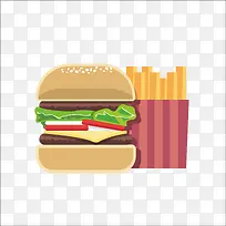 扁平化汉堡薯条-空若网 扁平化汉堡薯条-空若网