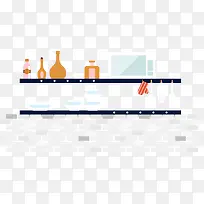 手绘小清新厨房料理台插画图案-空若网 手绘小清新厨房料理台插画图案-空若网