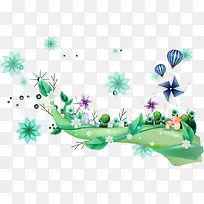 卡通梦幻清新风车树叶树枝-空若网 卡通梦幻清新风车树叶树枝-空若网