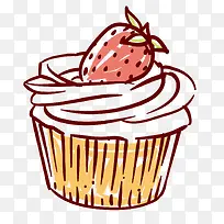 手绘奶油纸杯草莓水果蛋糕手绘蛋-空若网 手绘奶油纸杯草莓水果蛋糕手绘蛋-空若网