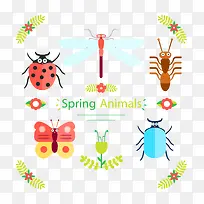 卡通昆虫和花朵-空若网 卡通昆虫和花朵-空若网