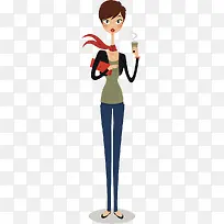 装饰插图摩登女郎喝咖啡-空若网 装饰插图摩登女郎喝咖啡-空若网