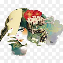 插画面具美女-空若网 插画面具美女-空若网