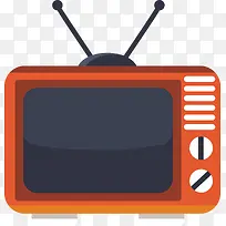 一个橙色老式电视机-空若网 一个橙色老式电视机-空若网
