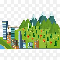 扁平化城市建筑图-空若网 扁平化城市建筑图-空若网