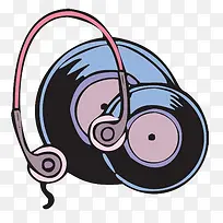 手绘耳机和光盘-空若网 手绘耳机和光盘-空若网