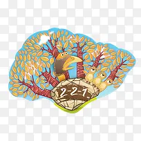 卡通鸵鸟黄鼠狼树叶-空若网 卡通鸵鸟黄鼠狼树叶-空若网