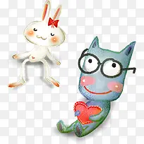 爱心眼镜动物小白兔-空若网 爱心眼镜动物小白兔-空若网