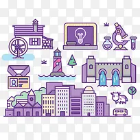 休闲娱乐建筑插画合集-空若网 休闲娱乐建筑插画合集-空若网