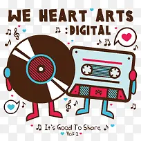 矢量卡通CD和磁带-空若网 矢量卡通CD和磁带-空若网