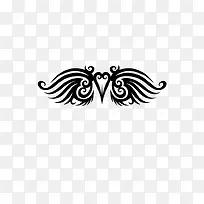 卡通黑色爱心翅膀个性纹身-空若网 卡通黑色爱心翅膀个性纹身-空若网