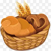 手绘竹篮里的面包-空若网 手绘竹篮里的面包-空若网