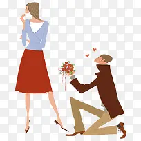 清新求爱情侣插画-空若网 清新求爱情侣插画-空若网