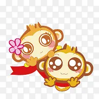 手绘卡通两只大眼睛猴子-空若网 手绘卡通两只大眼睛猴子-空若网