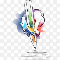 卡通水彩手拿画笔插画设计-空若网 卡通水彩手拿画笔插画设计-空若网