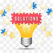 创意灯泡拼图矢量素材-空若网 创意灯泡拼图矢量素材-空若网