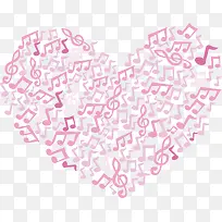 粉红色音符拼图爱心-空若网 粉红色音符拼图爱心-空若网