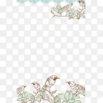 手绘树枝与小鸟边框-空若网 手绘树枝与小鸟边框-空若网