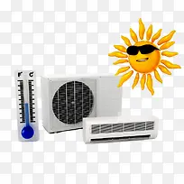 实物空调外机和温度计-空若网 实物空调外机和温度计-空若网