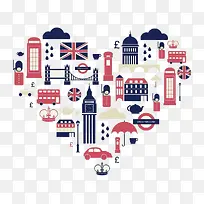 心形英国伦敦元素矢量素材-空若网 心形英国伦敦元素矢量素材-空若网