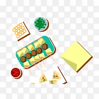 卡通美味早餐矢量图-空若网 卡通美味早餐矢量图-空若网