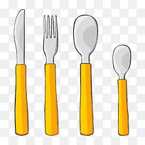 卡通手绘插图西餐餐具刀叉勺-空若网 卡通手绘插图西餐餐具刀叉勺-空若网
