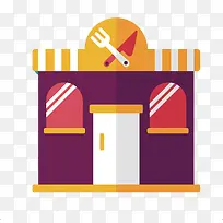 矢量扁平化紫色餐厅-空若网 矢量扁平化紫色餐厅-空若网