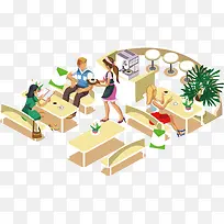 矢量手绘餐厅漫画-空若网 矢量手绘餐厅漫画-空若网