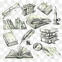 卡通手绘书房素材-空若网 卡通手绘书房素材-空若网