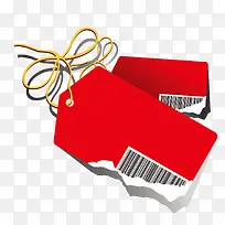 矢量手撕红色条码标签-空若网 矢量手撕红色条码标签-空若网