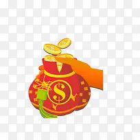 手拿一袋金币-空若网 手拿一袋金币-空若网