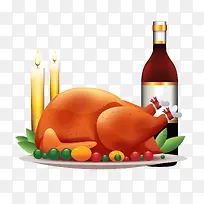 扁平化感恩节食物火鸡素材-空若网 扁平化感恩节食物火鸡素材-空若网