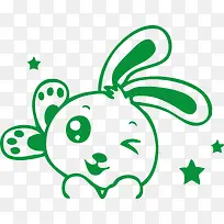 卡通可爱抛媚眼眨眼的兔子矢量-空若网 卡通可爱抛媚眼眨眼的兔子矢量-空若网