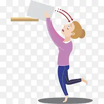 手绘搬箱子的女孩-空若网 手绘搬箱子的女孩-空若网