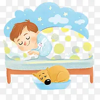 和狗狗一起睡觉的男孩-空若网 和狗狗一起睡觉的男孩-空若网