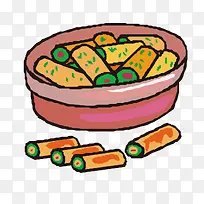 手绘食物春卷图案-空若网 手绘食物春卷图案-空若网