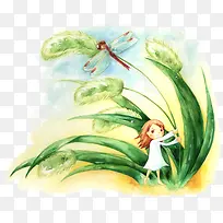 狗尾巴草下的小女孩背景-空若网 狗尾巴草下的小女孩背景-空若网