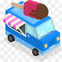 蓝色冰淇淋食物车图-空若网 蓝色冰淇淋食物车图-空若网