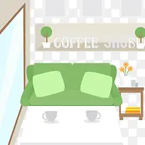 矢量咖啡店简约风格场景-空若网 矢量咖啡店简约风格场景-空若网